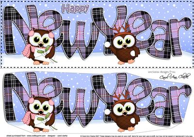 Large Dl New Year Little Hoot Owls 3D Decoupage