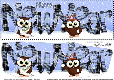 Large Dl New Year Little Hoot Owls 3D Decoupage