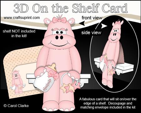 3D on the Shelf Card Kit - Little Baby Hilda Hippo