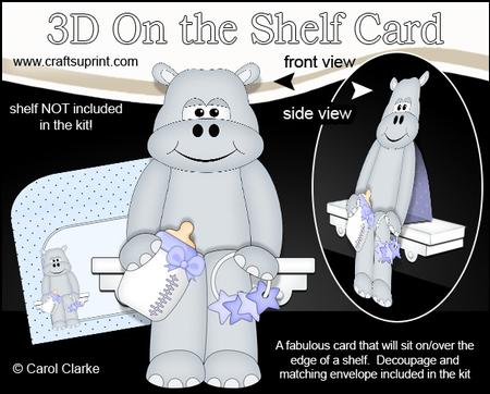 3D on the Shelf Card Kit - Little Baby Harold Hippo