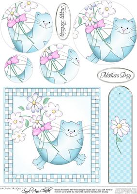 Cute Cat Quick Card with Circle Pyramage Topper