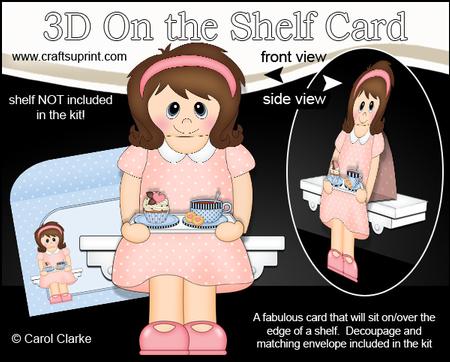 3D on the Shelf Card Kit - Cute Coffee & Cake Lady Miranda