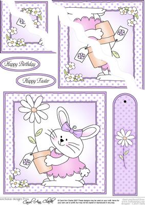 Little Girl Bunny Quick Card with Wavy Corner Side Stacker