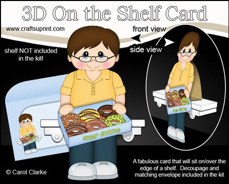 3D on the Shelf Card Kit - Sharing Donut Box Man Devin