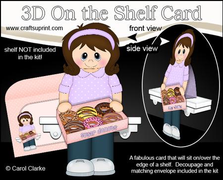3D on the Shelf Card Kit - Sharing Donut Box Lady Rachal