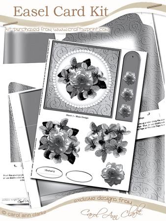 Flowers and Pearls Easel Card Kit with 3D Decoupage