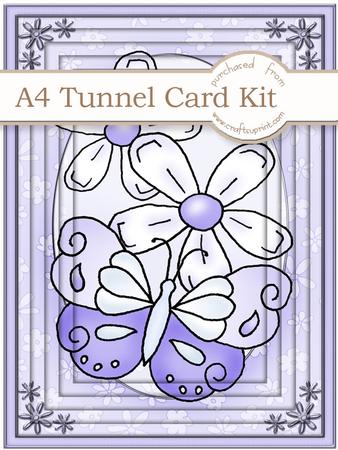 A4 Fluttery Butterfly in Purple Tunnel Card Kit