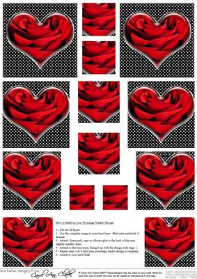 Romantic Rose Hearts Pyramage Sheet