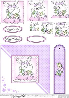 Little Girl Bunny Quick Card with Pyramage Topper