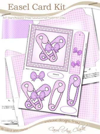 New Baby Girl Easel Card Kit with 3D Decoupage