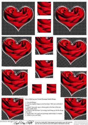 Romantic Rose Hearts Twisted Pyramage Sheet