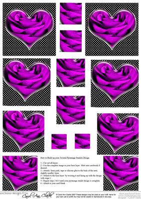 Romantic Rose Hearts Twisted Pyramage Sheet