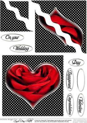 Romantic Rose Heart Quick Card with Wavy Corner Side Stacker