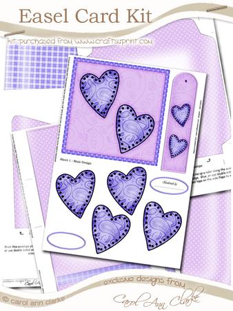 Funky Hearts Easel Card Kit with 3D Decoupage Topper