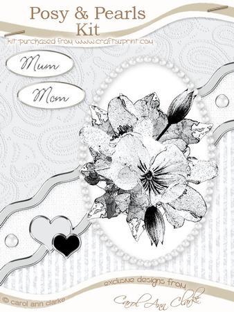 Posy and Pearls Kit in Mono with 3D Decoupage