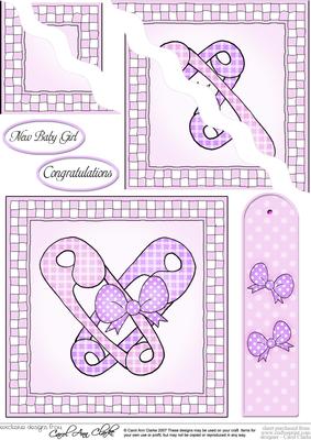 New Baby Girl Quick Card with Wavy Corner Side Stacker