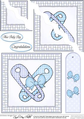 New Baby Boy Quick Card with Wavy Corner Side Stacker