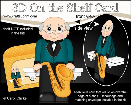 3D On the Shelf Card Kit - Little Saxophone Player Vince
