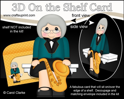 3D On the Shelf Card Kit - Little Saxophone Player Lidia