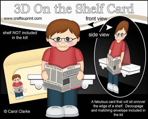 3D On the Shelf Card Kit - Zachary The Worlds Best Dad Reads the Paper