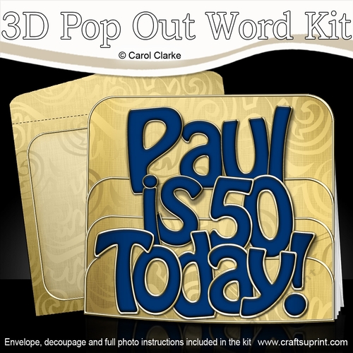 3D Birthday PAUL is 50 Pop Out Word Card