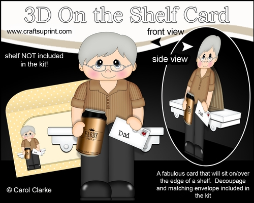 3D On the Shelf Card Kit - Dad Duncan is a Fabby Fella with a Can of Beer