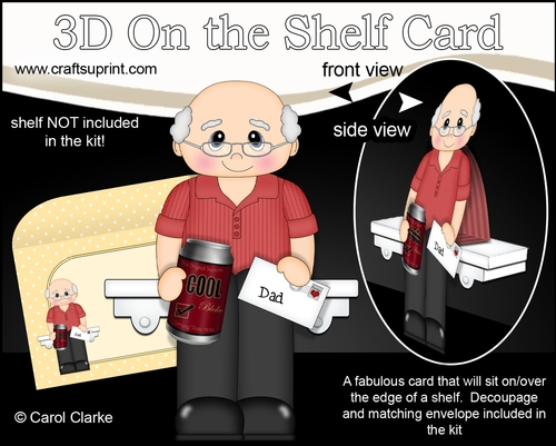 3D On the Shelf Card Kit - Dad Edward is a Cool Bloke with a Can of Beer