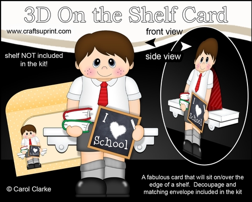 3D On the Shelf Card Kit - Little Boy Troy Loves School