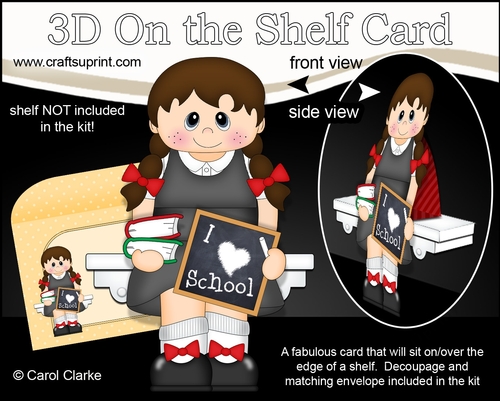 3D On the Shelf Card Kit - Little Girl Dania Loves School