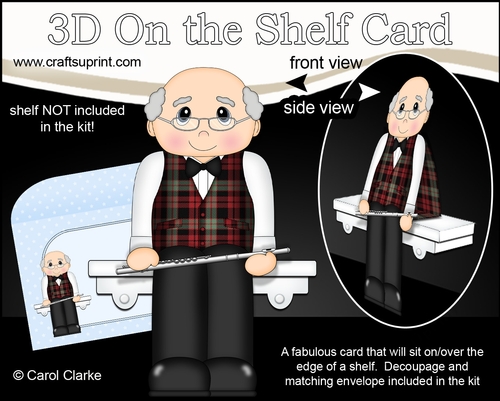3D On the Shelf Card Kit - Little Old Man Marty Plays the Flute