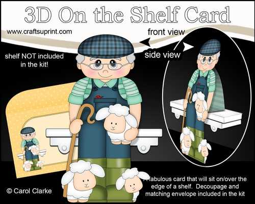 3D On the Shelf Card Kit - Little Shepherd or Farmer Laurence tends his sheep