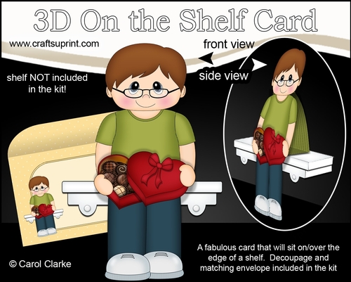 3D On the Shelf Card Kit - Little Teenager Donnie has a Heart Shaped Box of Chocolates