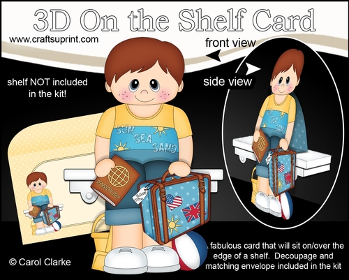 3D On the Shelf Card Kit - Little Jet Setter Stevie is off on Holiday