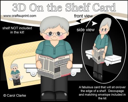 3D On the Shelf Card Kit - Shelton The Worlds Best Dad Reads the Paper