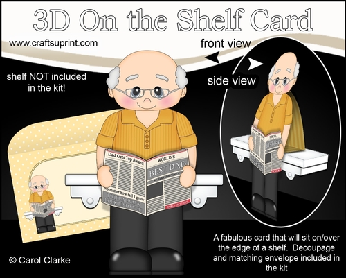 3D On the Shelf Card Kit - Bertram The Worlds Best Dad Reads the Paper