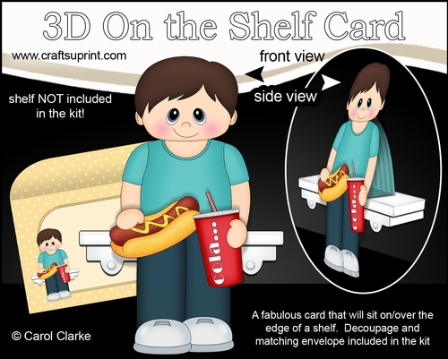 3D On the Shelf Card Kit - Its Take Away Night and Teenager Preston enjoys a Hot Dog & Cola