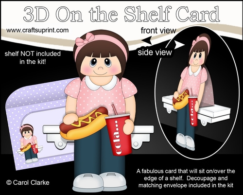 3D On the Shelf Card Kit - Its Take Away Night and Teenager Tayna enjoys a Hot Dog & Cola
