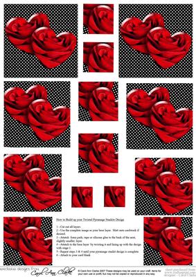 Romantic Rose Hearts Twisted Pyramage Sheet