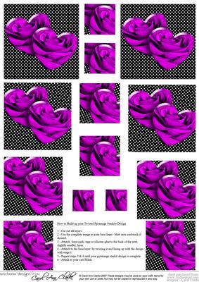 Romantic Rose Hearts Twisted Pyramage Sheet