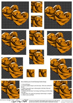 Romantic Rose Hearts Twisted Pyramage Sheet