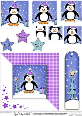 Cheeky Xmas Penguin Quick Card with Pyramage Topper