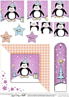 Cheeky Xmas Penguin Quick Card with Pyramage Topper