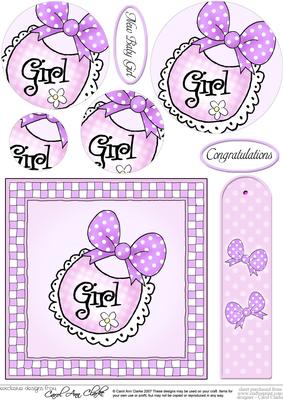 New Baby Girl Quick Card with Circle Pyramage