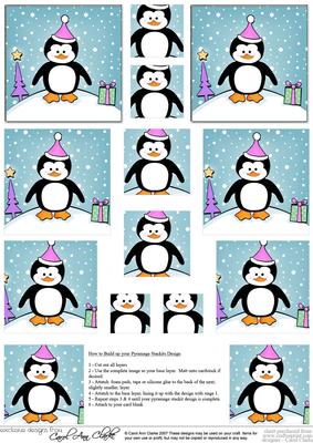 Cheeky Xmas Penguin Pyramage Sheet