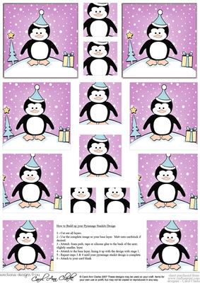 Cheeky Xmas Penguin Pyramage Sheet