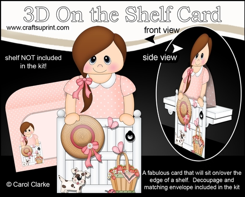 3D On the Shelf Card Kit - Cute Little Teen Adella is at the Garden Gate