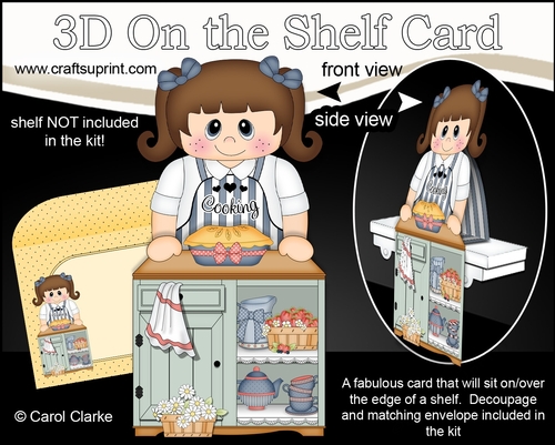 3D On the Shelf Card Kit - Cute Little Girl Madalyn Bakes a Pie in the Kitchen