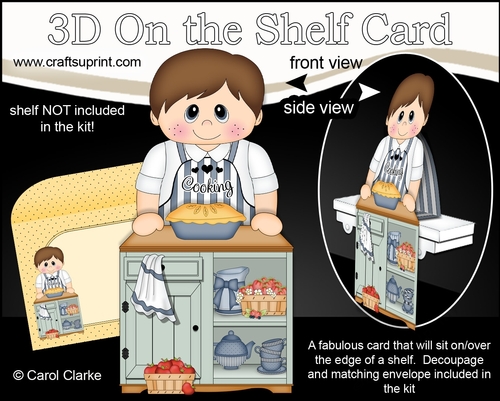 3D On the Shelf Card Kit - Cute Little Boy Jamie Bakes a Pie in the Kitchen