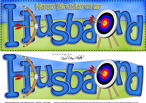 Large DL Birthday HUSBAND Archery 3D decoupage