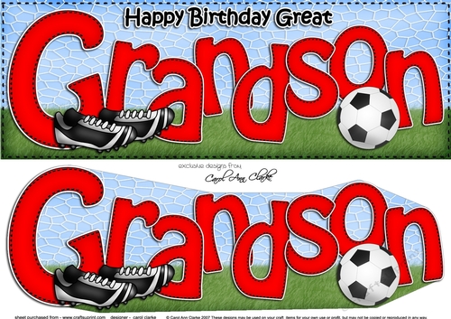 Large DL Birthday GREAT GRANDSON Football 3D decoupage